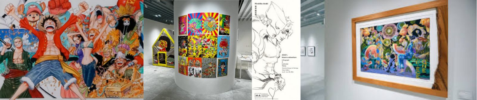 Manga artwork on display at a gallery exhibition in Tokyo