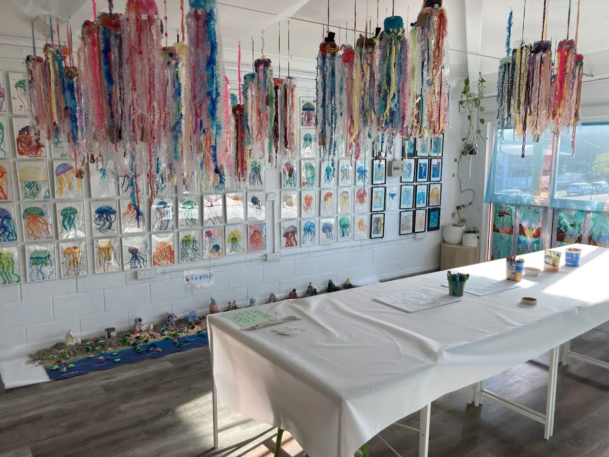 The studio set up for the Rainbow Reef opening